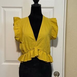 BNWT Fancyinn Mustard Ruffle Sleeve Blouse